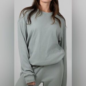 Comfrt Waffle Lounge Long Sleeve Crewneck In Sage Green Size 2XL